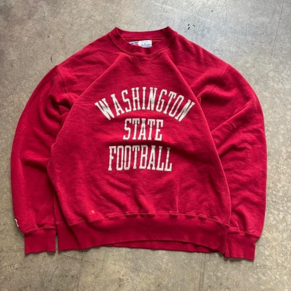 Vintage 90's Washington State Football Russell Athletic Crewneck Sweatshirt Red
